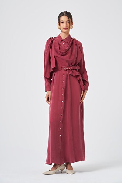 FTZ WOMEN Women's Silk Kupra Dress Burgundy 31356