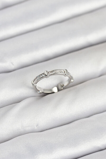 ETC Brass Silver Color Bone Model Zircon Stone Women's Ring 5886 - Miyng8358-...