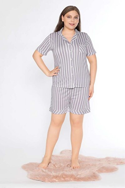 Alperi Boydan Buttoned Battal Shorts Set B760-10