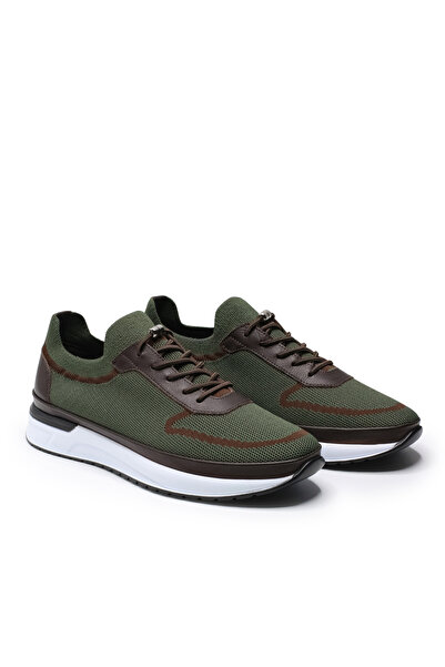 Ferrier Otranto Haki - Kahve Triko / Kahve Napa Deri Astarlı Erkek Sneaker Ay...