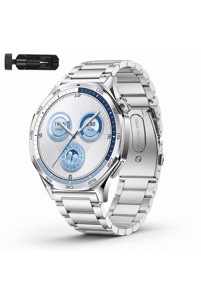 Sneezy Huawei Watch GT5 46mm İle Uyumlu Katlanır Klipsli Paslanmaz Çelik Saat...
