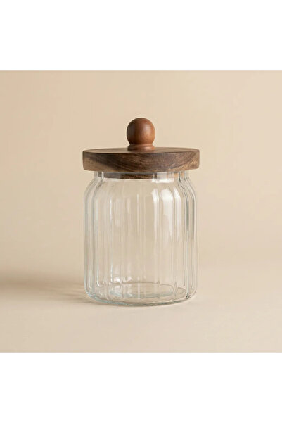 ELZEY HOME Acacia Lid Borosilicate Glass Jar (600ml)