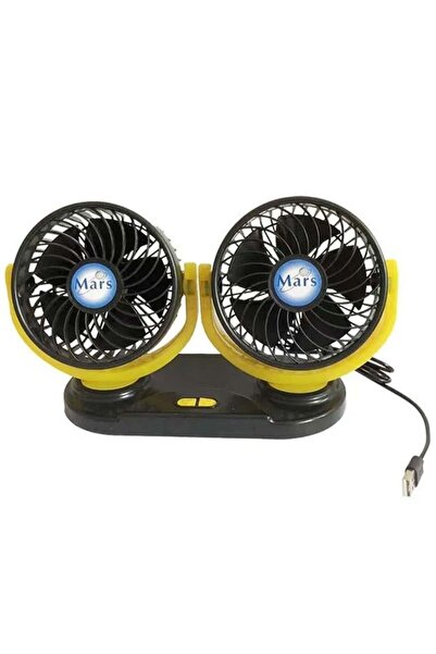 Powermaster Çift Başlıklı Araç Fanı Oto Fan Vantilatör 12 Volt Dc Usb Girişli...