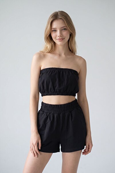 bacc Black Two Thread Strapless Athlete Shorts Set