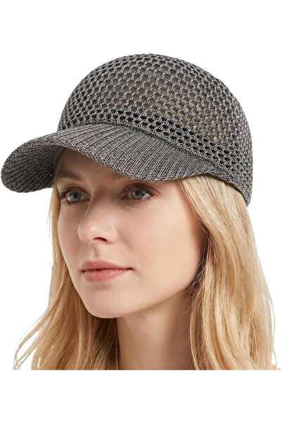 FASHION COCKTAIL Silvery Glitter Mesh Adjustable Visor Breathable Summer Hat Cap