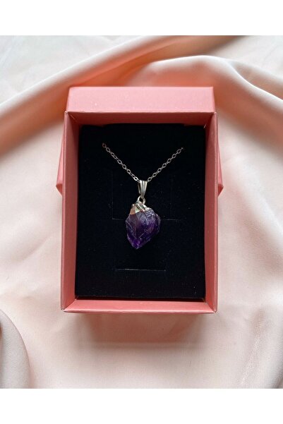 LADIN DOGALTAŞ Natural Unprocessed Raw Amethyst Stone Natural Stone Necklace ...