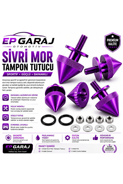 EP GARAJ OTOMOTİV UNİVERSAL BÜTÜN ARAÇLARA UYUMLU Sivri Mor Tampon Tutucu – S...