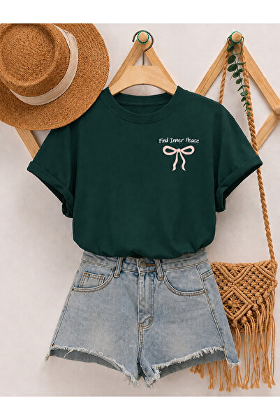 Trend Sizde Tricou unisex verde cu imprimeu Cepkurdele, cu gâtul tip crewneck