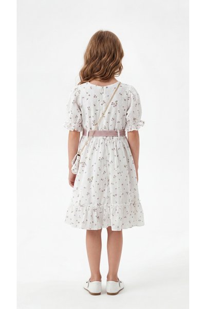 Mışıl Kids All-Over Floral Patterned Bag Girl's Dress