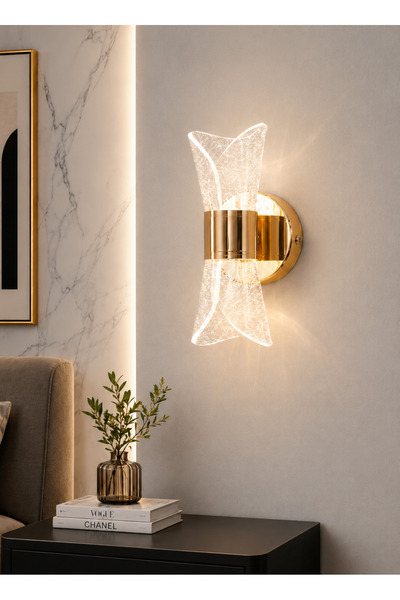 N.zone إنارة جدارية كريستال مودرن بإضاءة LED ثلاثية – ارتفاع 22 سم وعرض 8 سم ...