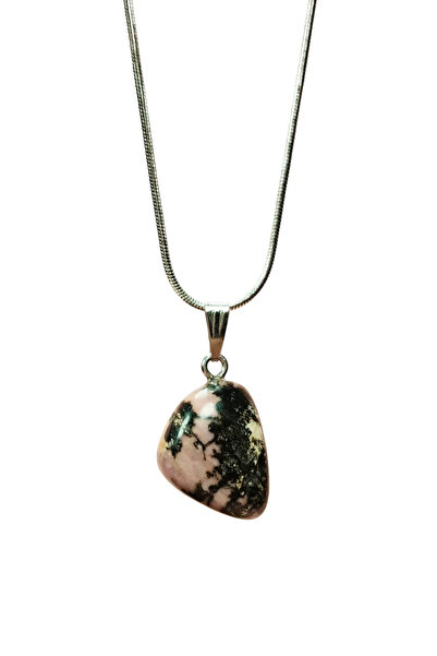 OEM Handmade Necklace with Rhodonite Natural Stone Chain End: 2 cm Chain: 20 ...