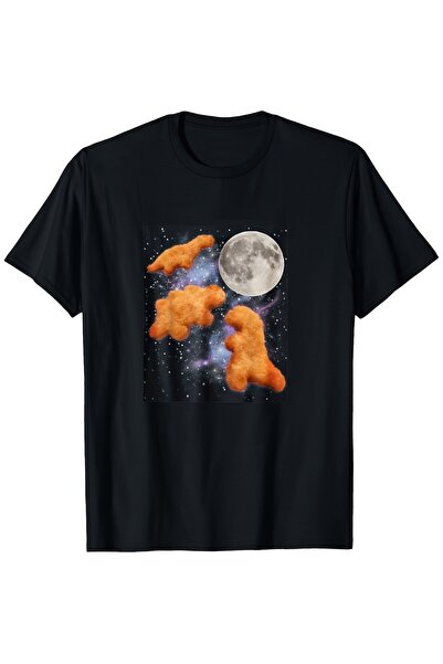 yiou trendy clothing Men's Fun Dinosaur Nuggets Moon Howling Pattern T-shirt