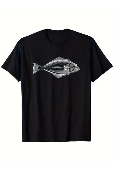 yiou trendy clothing Men's Halibut Pattern T-shirt