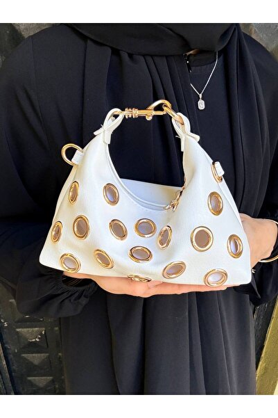 Çanta Trend Leather Look Handbag with Gold Metal Accessories, Suitable for Ha...