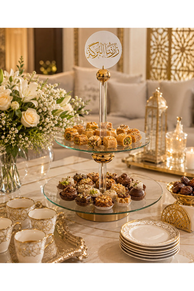 Dania Luxury Golden Glass Dessert Holder Doreen with "We Wish You Peace" Phra...