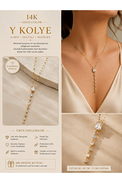 xUPING BURCU JEWELRY Taşlı Zarafet Y Kolye