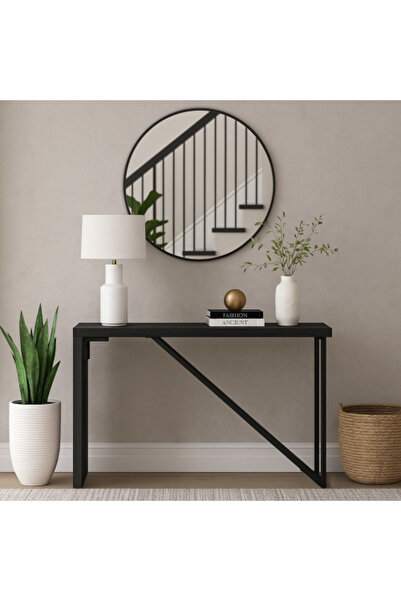 Palma homez مدخل الكونسول من الخشب والمعدن باللون الأسود - مائل بقياس 120 × 4...