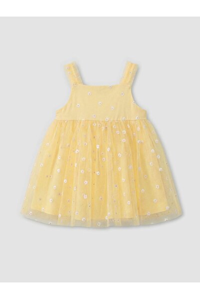 LC Waikiki LCW baby Kare Yaka Çiçekli Kız Bebek Tütü Elbise