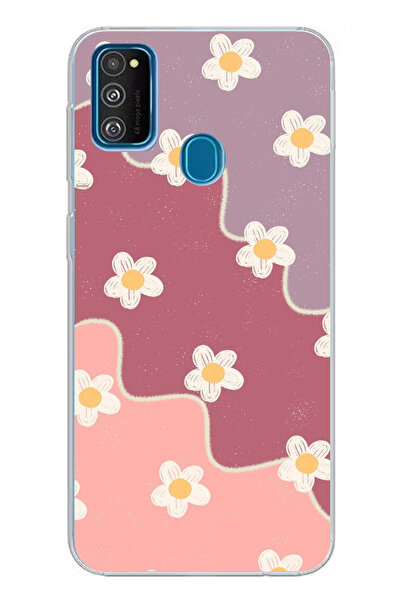 TechTree Samsung Galaxy M30S/M21 Uyumlu Gül Kurusu ve Lila Tonlu Dalgalı Papa...