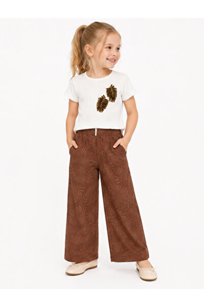 trikomode Leaf Embroidered Girls' Top and Bottom Set