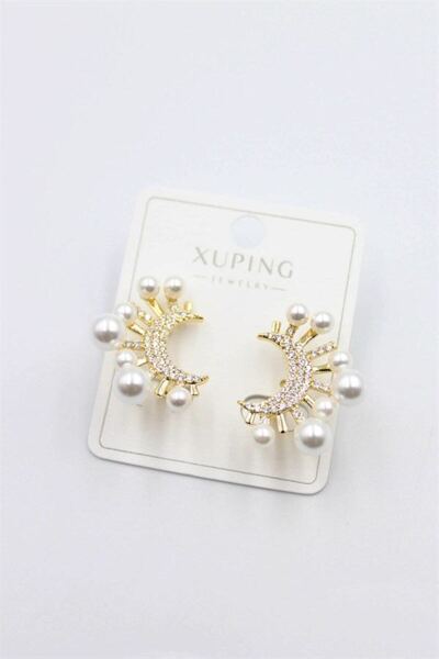 atastore2017 Jewelled Earrings with Pearls - Gold