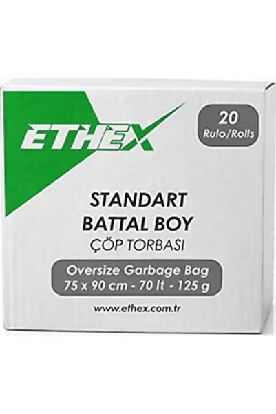 Ethex Battal Size Black Color Garbage Bags 20 Pack - 75X90 cm