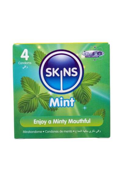 Skins واقي ذكري بنكهة النعناع من سكينز - 4قطعة