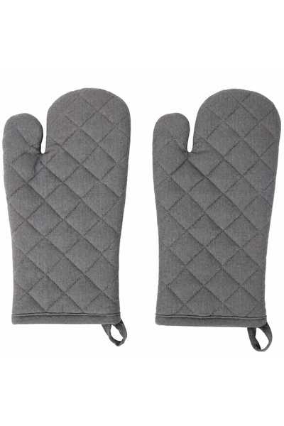 PUFO Set of 2 heat-resistant kitchen gloves for oven and cooking, 32 cm, gray