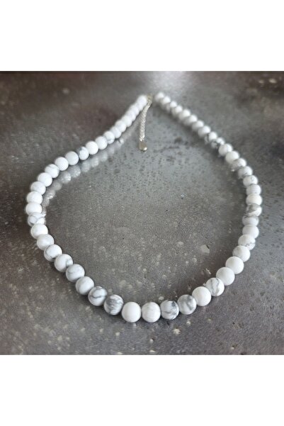 DRUZY White howlite necklace, semiprecious stones, Silence #97