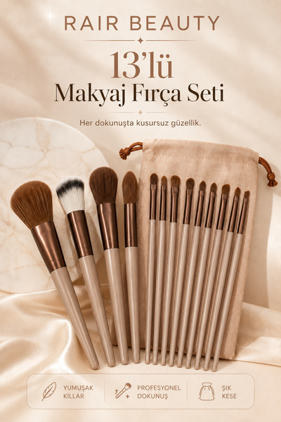 RAİR BEAUTY 13'lü Makyaj Fırçası Pembe Fix Fırça