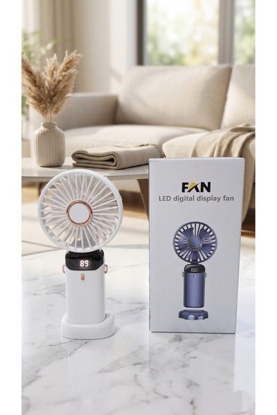 Fan LED Digital 5 kademe 90 Derece Katlanabilir Şarj Göstergeli El Vantilatörü