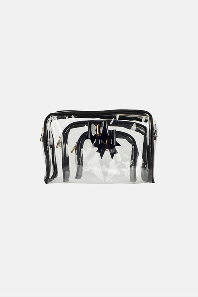 ISAAC MIZRAHI 3 Pieces Plain Travel Pouch Set, Transparent