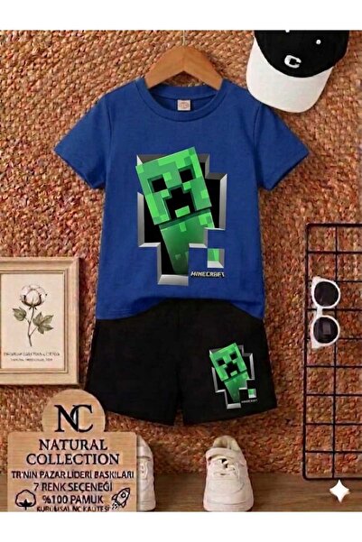 NC Nicee Clothes Summer Children's T-Shirt Shorts Unisex (Minicraft Drawing)