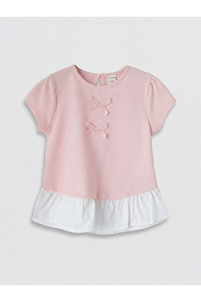 LC Waikiki New Season Pink Bow Detailed Girls' T-Shirt by Güli̇s Gi̇yi̇m
