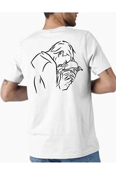 Krays Minimalist Drawing Father and Baby Themed Unisex Design T-Shirt with Pr...
