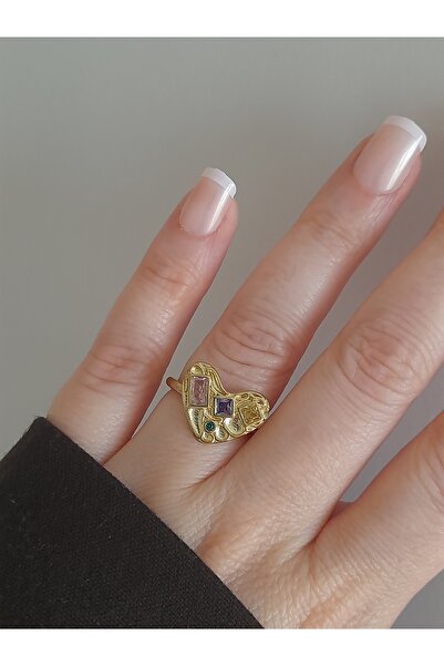 8atelier Figured Heart Detail Colored Stone Ring