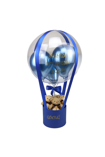 u&b teddy bear flowers Yenidoğan Erkek Bebek Balon Kutusu Lacivert Ayıcıklı T...