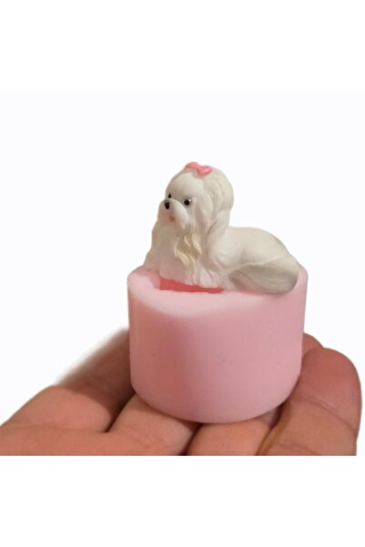 morlalem m Mini Minyatür Oturan Fiyonklu Köpek, Fino Köpeği Silikon Kalıp K-1...