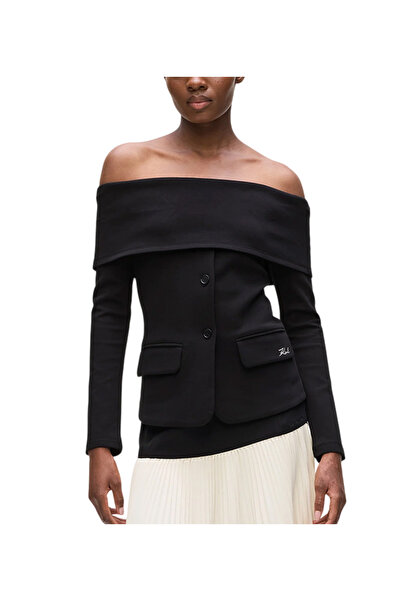 Karl Lagerfeld Γυναικεία Off Shoulder Μπλούζα Μαύρη A4W20042-999 BLACK