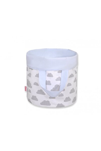 Bobono Round toy storage basket size S Clouds Grey Blue