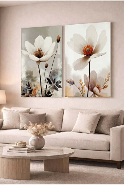 Zevahir Mobilya Dekorasyon Set de 2 tablouri decorative moderne din sticlă, c...