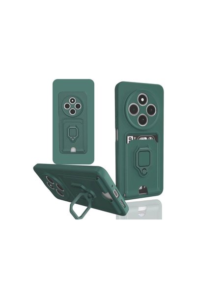 OEM Xiaomi Redmi 14C Case Zuma Silicone with Card Holder and Ring - Green