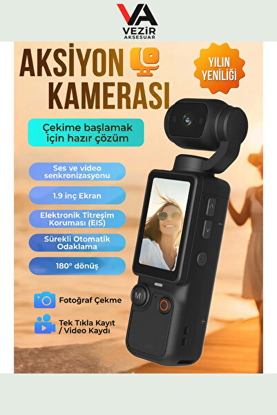 Vezir Aksesuar Vlog Kamerası 180° Dönebilen Lens | Retro Dijital Kamera Selfi...