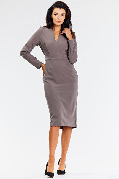 Awama Rochie dama awama, poliester, A667 - Maro Taupe -, L INTL