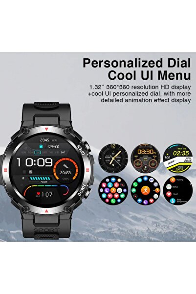 AOLON ⌚ Tetra R2 Smartwatch – Military Style Fitness Watch – Multi-Language S...