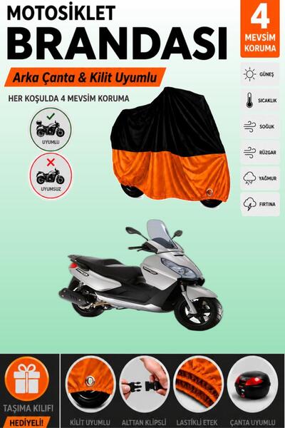 Cemku Double Black Top - Orange Bottom, Rear Bag Compatible Piaggio X7 Evo 30...