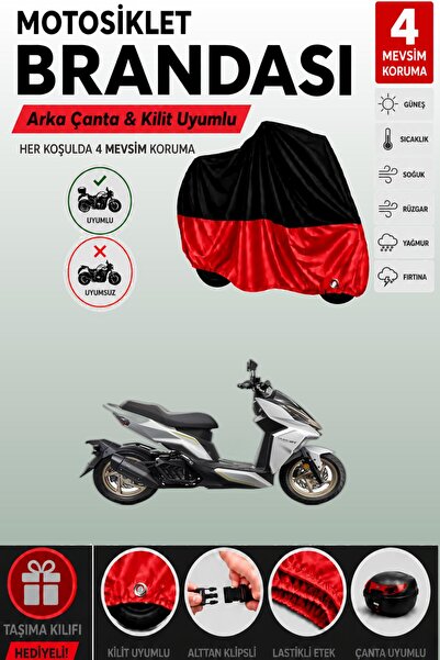 Cemku Double Black Top - Red Bottom, Rear Bag Compatible Sym Drg 160 Motorcyc...