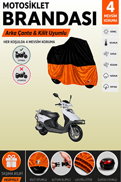 Cemku Double Black Top - Orange Bottom, Rear Bag Compatible Kuba Xf 110 Motor...