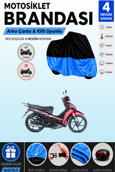 Cemku Double Black Top - Blue Bottom, Rear Bag Compatible Rks Next 100 Motorc...