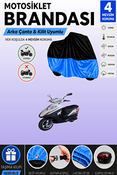 Cemku Double Black Top - Blue Bottom, Rear Bag Compatible Kuba Km 100t-9 Moto...